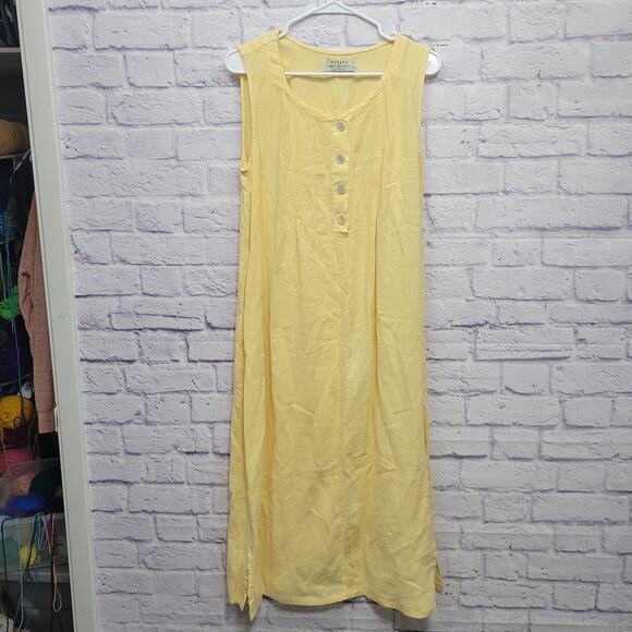 Vintage Potato Clothing Maxi Sundress Size L Yellow USA Boho Sustainable Eco - Picture 1 of 9